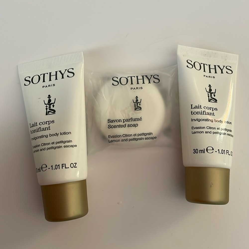 Sothys Paris invigorating body lotion and scented soap